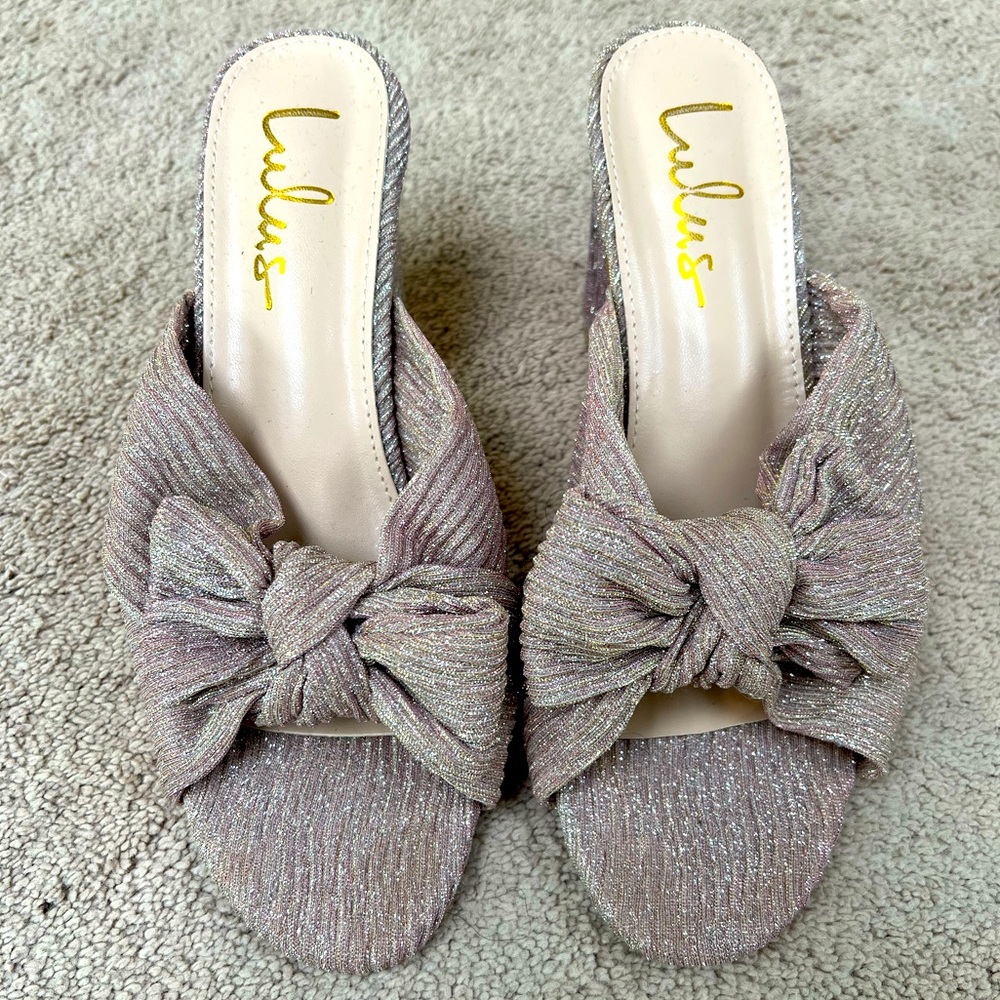 Lulus Dorothea Blush Knotted High Heel Sandals - size 9